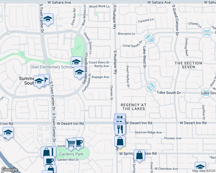 map of restaurants, bars, coffee shops, grocery stores, and more near 3201 Townsend Hall Court in Las Vegas