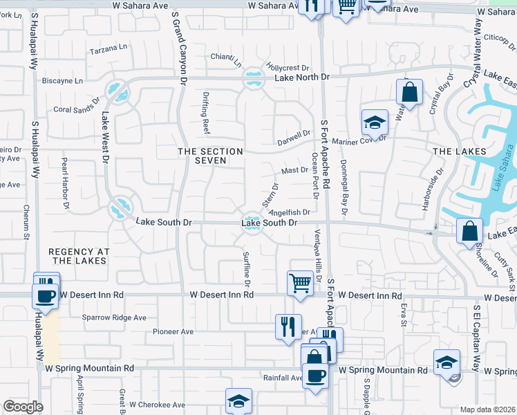 map of restaurants, bars, coffee shops, grocery stores, and more near 9400 Mission Madre Drive in Las Vegas
