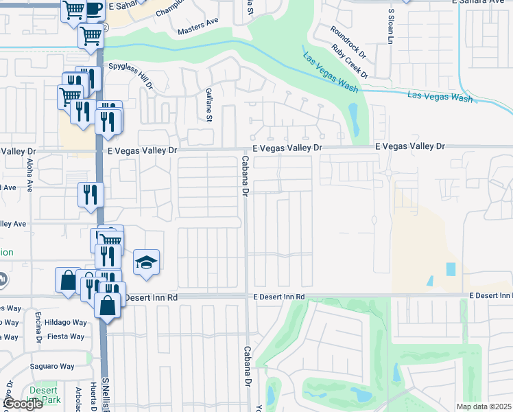 map of restaurants, bars, coffee shops, grocery stores, and more near 3046 La Barca Lane in Las Vegas