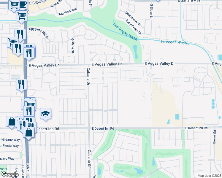 map of restaurants, bars, coffee shops, grocery stores, and more near 3047 Comitan Lane in Las Vegas