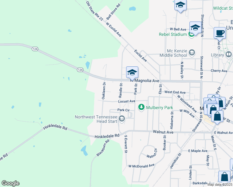 map of restaurants, bars, coffee shops, grocery stores, and more near 13 Randle Street in McKenzie