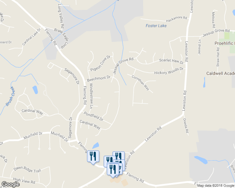 map of restaurants, bars, coffee shops, grocery stores, and more near 4001 Beechmont Court in Greensboro