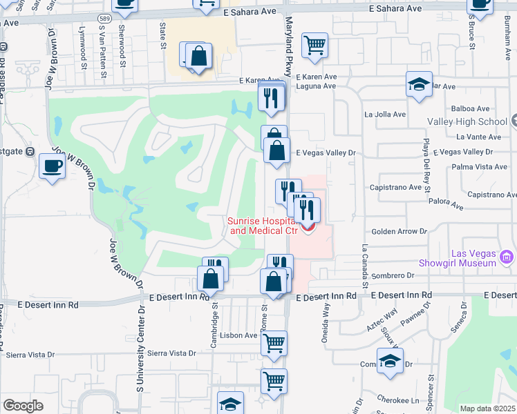 map of restaurants, bars, coffee shops, grocery stores, and more near in Las Vegas