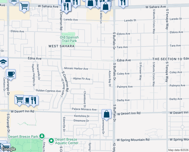 map of restaurants, bars, coffee shops, grocery stores, and more near 7961 Mosaic Harbor Avenue in Las Vegas