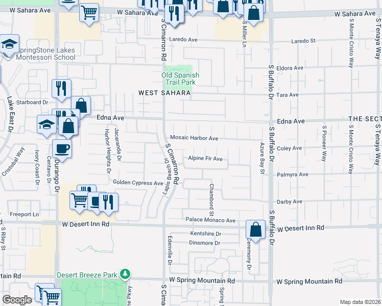 map of restaurants, bars, coffee shops, grocery stores, and more near 3047 Loggia Court in Las Vegas