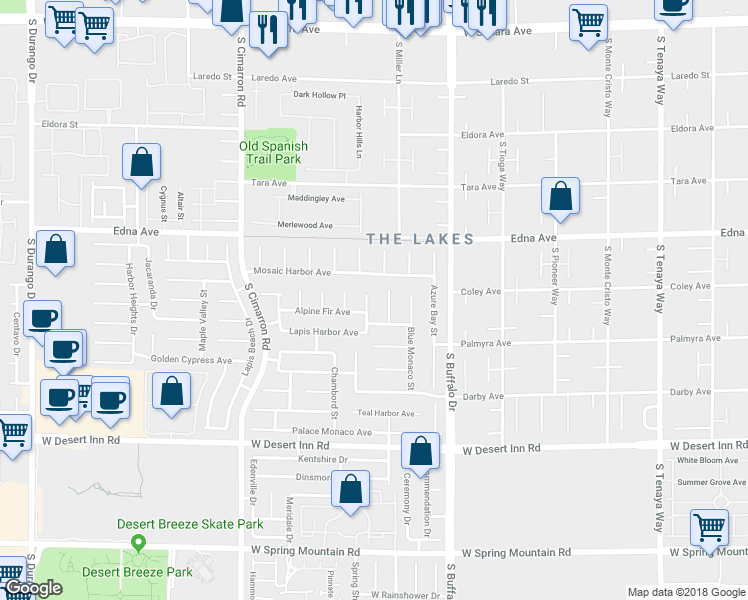 map of restaurants, bars, coffee shops, grocery stores, and more near 3028 Teal Beach Court in Las Vegas