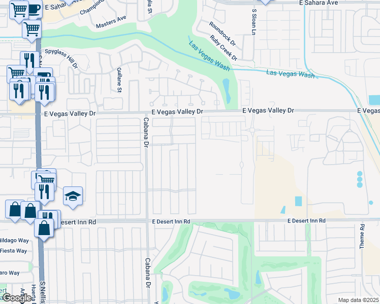 map of restaurants, bars, coffee shops, grocery stores, and more near 3038 Comitan Lane in Las Vegas