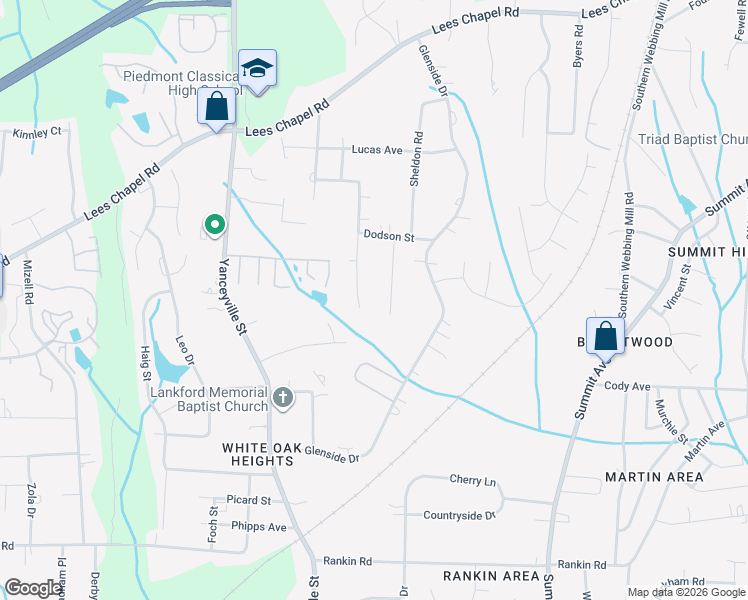 map of restaurants, bars, coffee shops, grocery stores, and more near 1805 Morgan Smith Drive in Greensboro