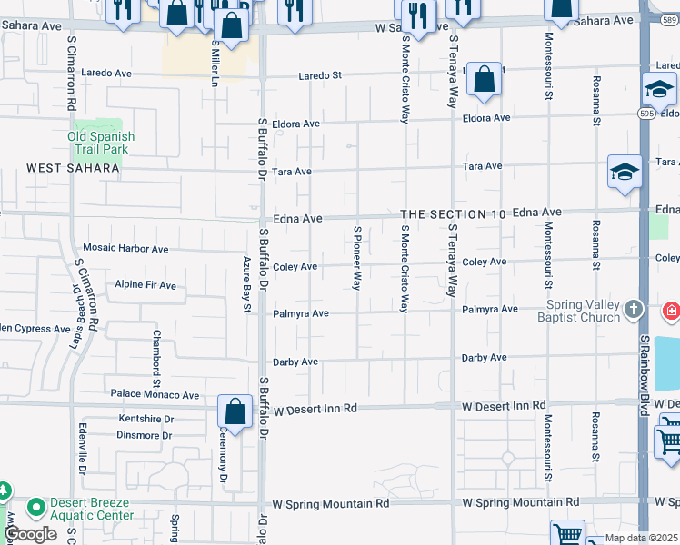 map of restaurants, bars, coffee shops, grocery stores, and more near 7575 Coley Avenue in Las Vegas