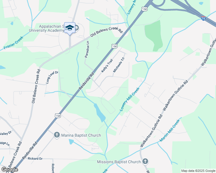 map of restaurants, bars, coffee shops, grocery stores, and more near 4608 Katies Trail in Winston-Salem