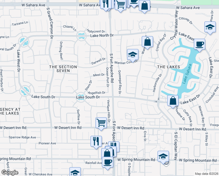 map of restaurants, bars, coffee shops, grocery stores, and more near 3108 Ocean Port Drive in Las Vegas
