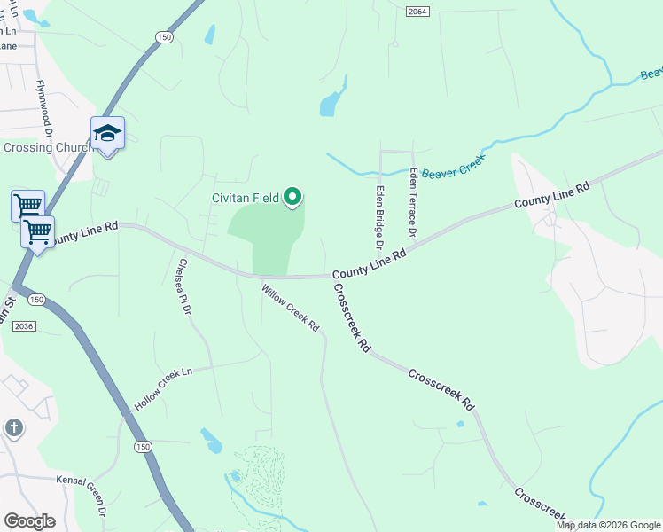 map of restaurants, bars, coffee shops, grocery stores, and more near 9201 County Line Road in Kernersville