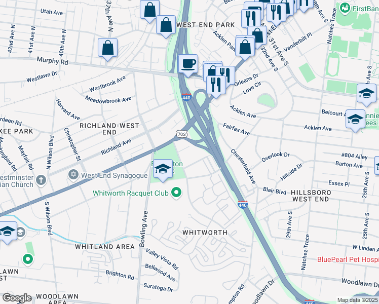 map of restaurants, bars, coffee shops, grocery stores, and more near in Davidson County