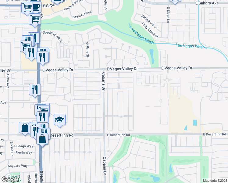 map of restaurants, bars, coffee shops, grocery stores, and more near 3028 Bellavista Lane in Las Vegas