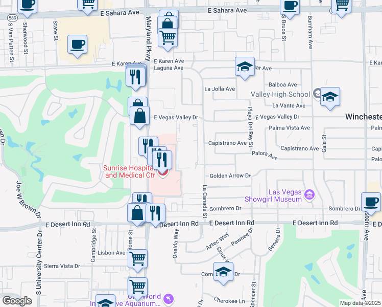 map of restaurants, bars, coffee shops, grocery stores, and more near 2 Casa Vegas Street in Las Vegas