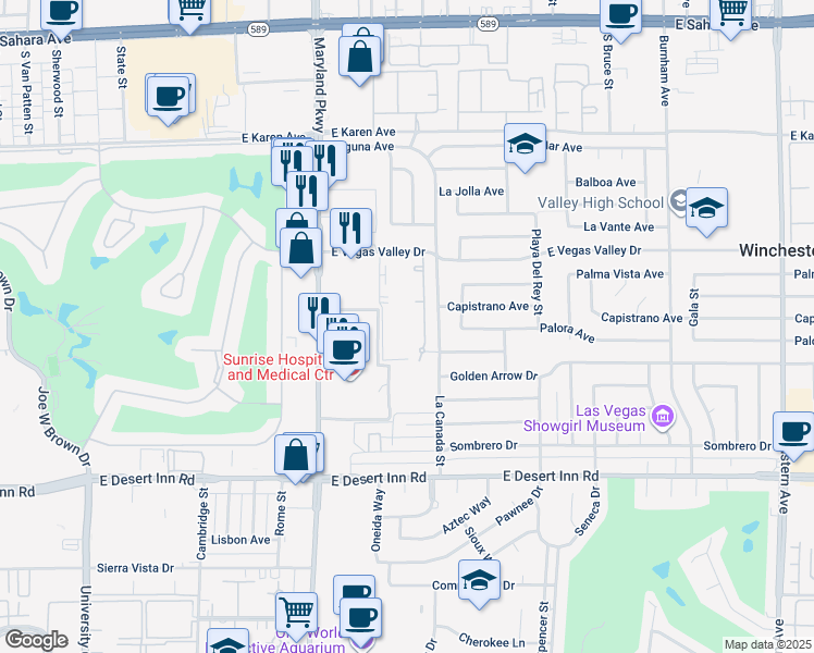 map of restaurants, bars, coffee shops, grocery stores, and more near 2 Casa Vegas Street in Las Vegas