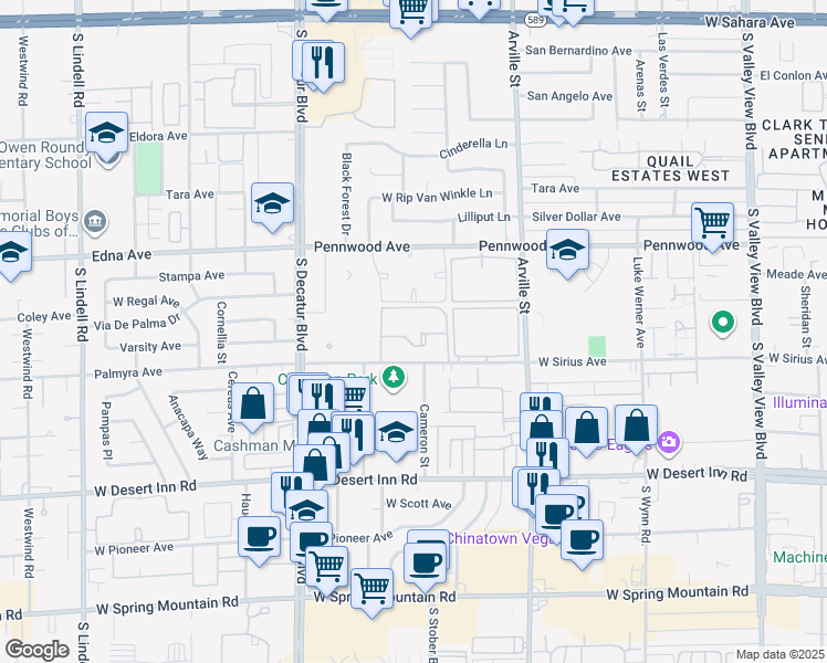 map of restaurants, bars, coffee shops, grocery stores, and more near 4600 West Sirius Avenue in Las Vegas