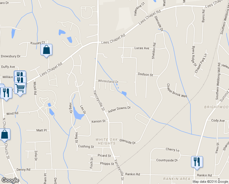map of restaurants, bars, coffee shops, grocery stores, and more near 109 Swan Haven Lane in Greensboro