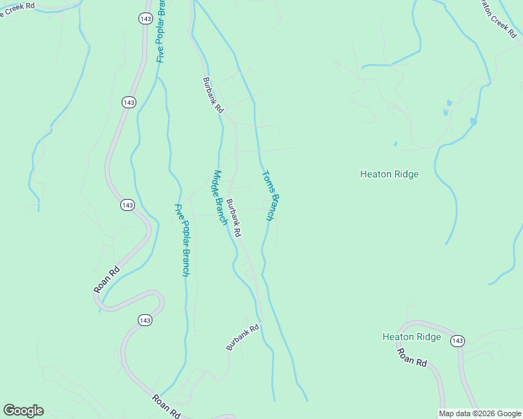 map of restaurants, bars, coffee shops, grocery stores, and more near Toms Creek Drive in Roan Mountain