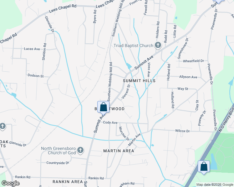 map of restaurants, bars, coffee shops, grocery stores, and more near in Greensboro