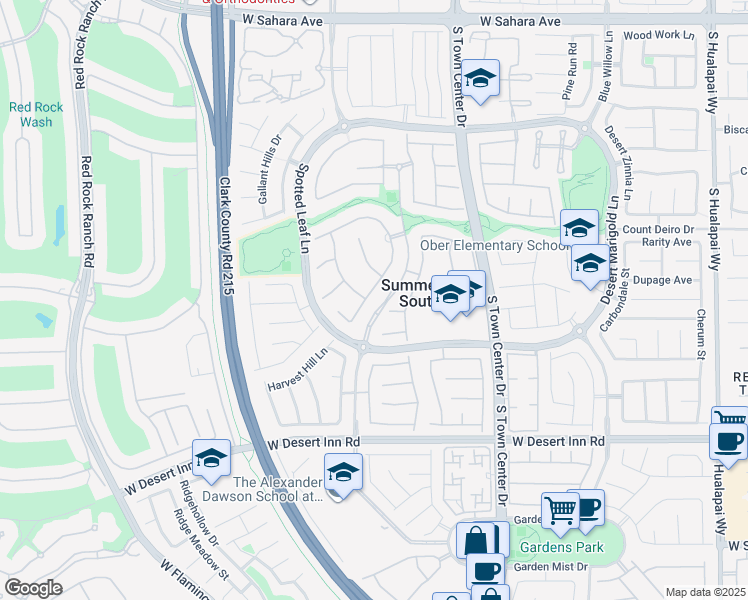 map of restaurants, bars, coffee shops, grocery stores, and more near 3050 American River Lane in Las Vegas