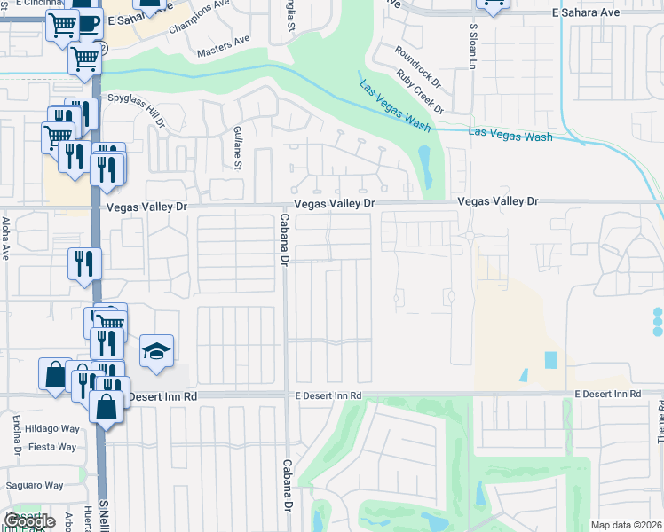 map of restaurants, bars, coffee shops, grocery stores, and more near 5486 Rio Arriba Drive in Las Vegas