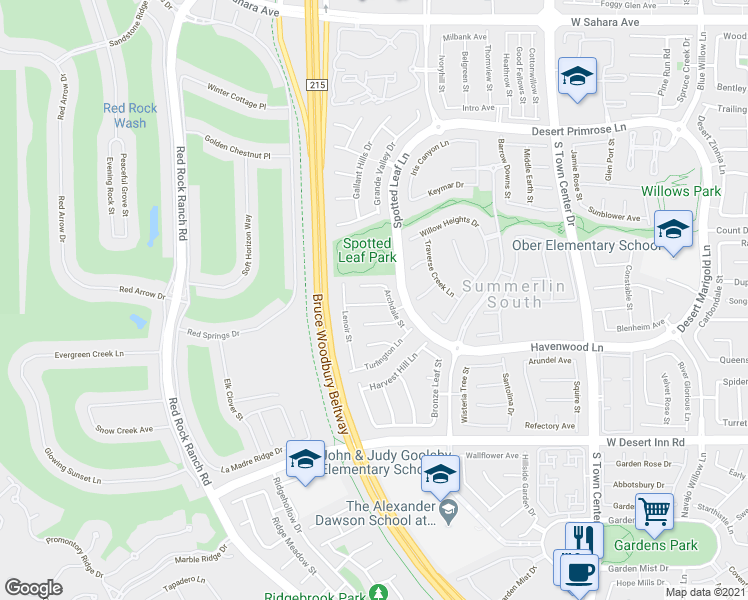 map of restaurants, bars, coffee shops, grocery stores, and more near 11013 Clemmons Court in Las Vegas
