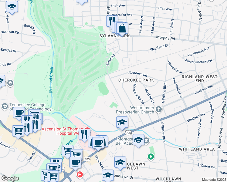 map of restaurants, bars, coffee shops, grocery stores, and more near 237 Cherokee Road in Nashville