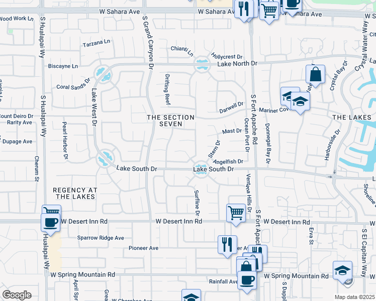 map of restaurants, bars, coffee shops, grocery stores, and more near 9516 Wooden Pier Way in Las Vegas