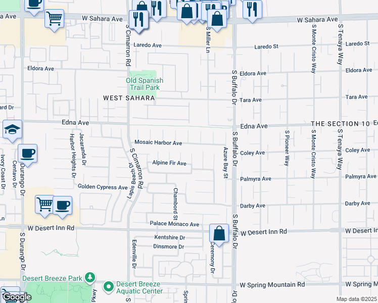 map of restaurants, bars, coffee shops, grocery stores, and more near 3009 Teal Beach Court in Las Vegas
