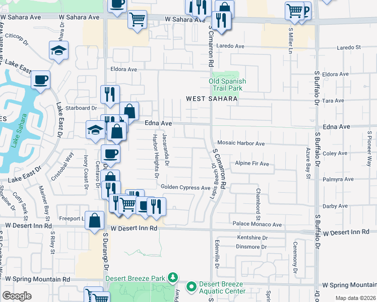 map of restaurants, bars, coffee shops, grocery stores, and more near 8287 Crown Peak Avenue in Las Vegas