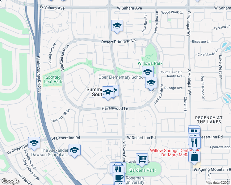 map of restaurants, bars, coffee shops, grocery stores, and more near 3035 Lullingstone Street in Las Vegas