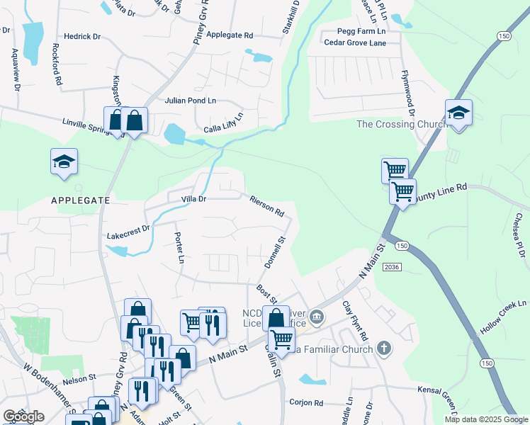 map of restaurants, bars, coffee shops, grocery stores, and more near 306 Windsor Manor Way in Kernersville