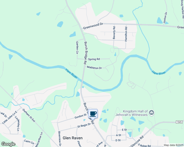map of restaurants, bars, coffee shops, grocery stores, and more near 2711 Vinings Drive in Burlington