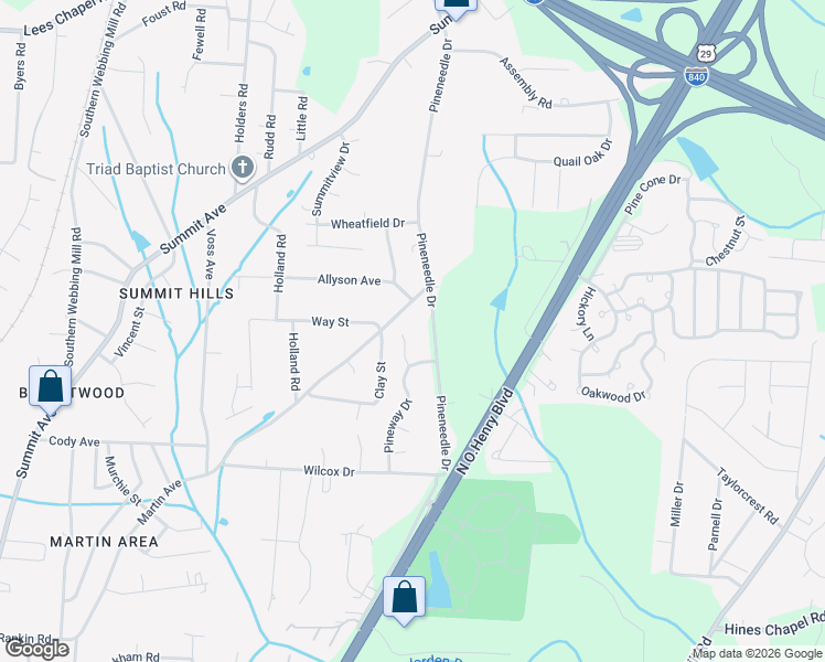 map of restaurants, bars, coffee shops, grocery stores, and more near 12 Jans Court in Greensboro