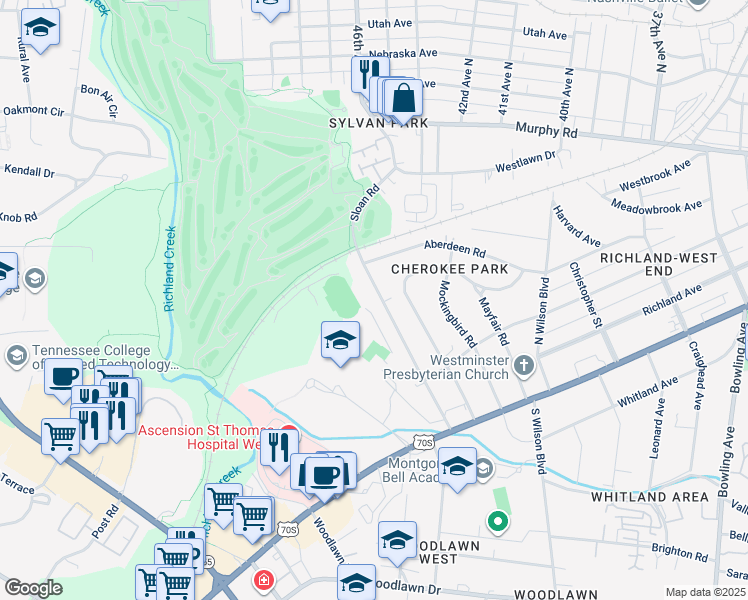 map of restaurants, bars, coffee shops, grocery stores, and more near 237 Cherokee Road in Nashville