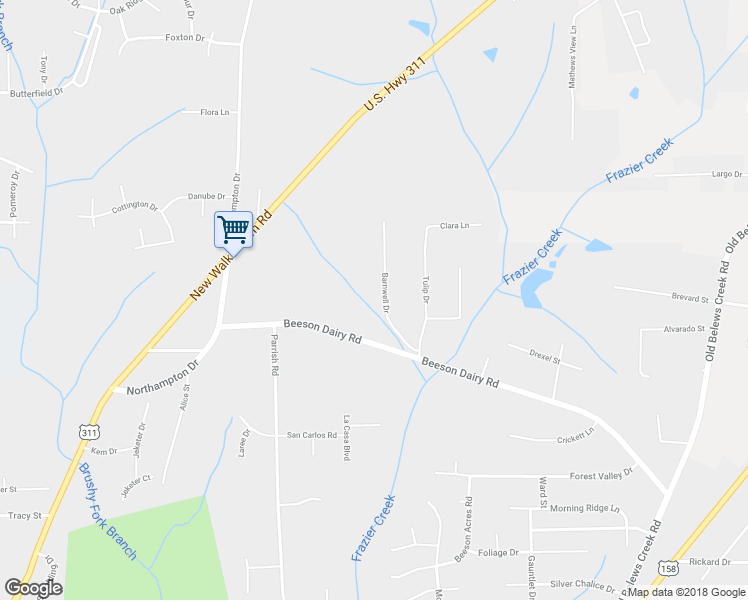 map of restaurants, bars, coffee shops, grocery stores, and more near 3750 Barnwell Drive in Winston-Salem