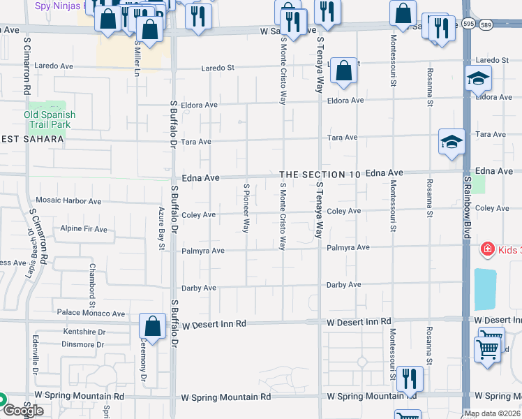 map of restaurants, bars, coffee shops, grocery stores, and more near 2990 Bella Kathryn Circle in Las Vegas