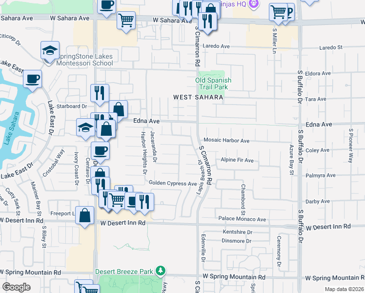 map of restaurants, bars, coffee shops, grocery stores, and more near 8287 Crown Peak Avenue in Las Vegas