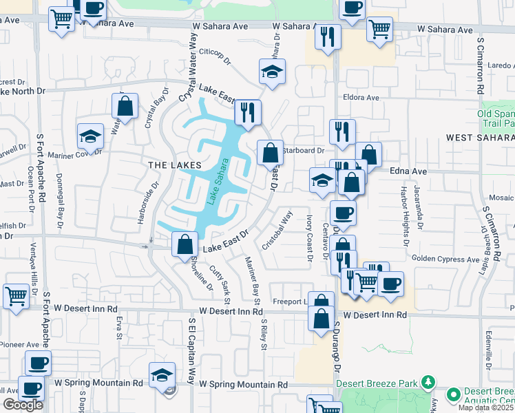 map of restaurants, bars, coffee shops, grocery stores, and more near 8700 Captains Place in Las Vegas