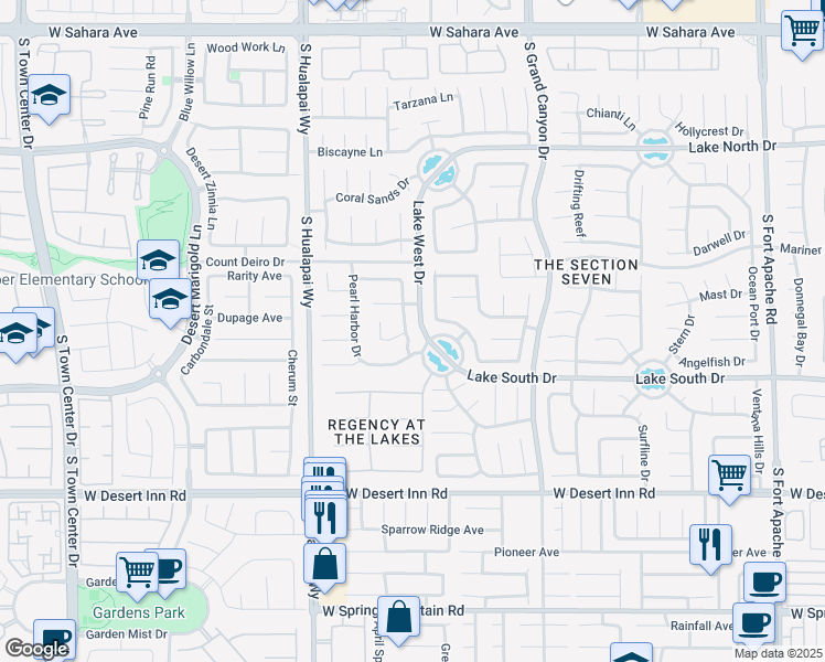 map of restaurants, bars, coffee shops, grocery stores, and more near 3100 Pier Harbor Drive in Las Vegas