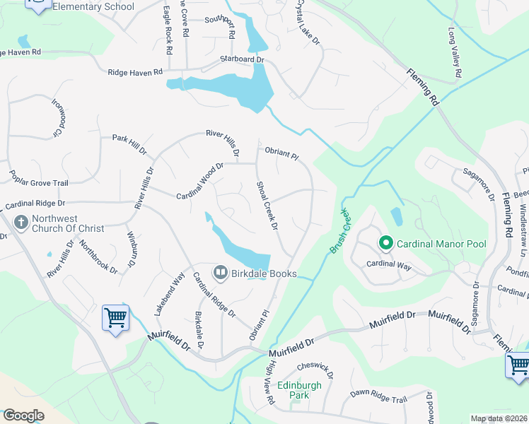 map of restaurants, bars, coffee shops, grocery stores, and more near 4219 Shoal Creek Drive in Greensboro