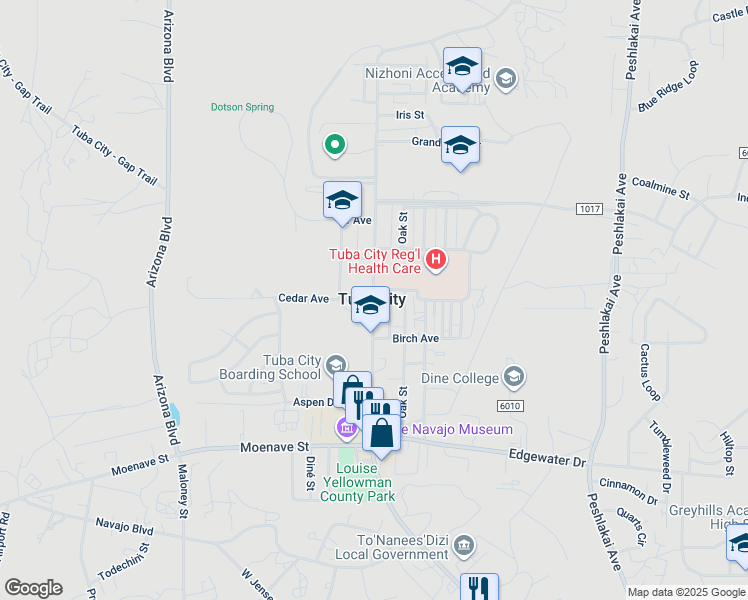 map of restaurants, bars, coffee shops, grocery stores, and more near Main Street in Tuba City