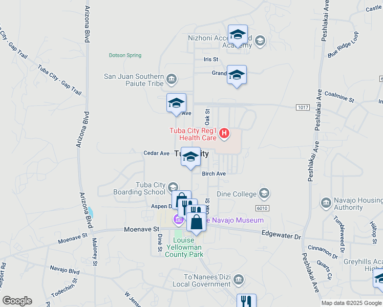 map of restaurants, bars, coffee shops, grocery stores, and more near in Tuba City