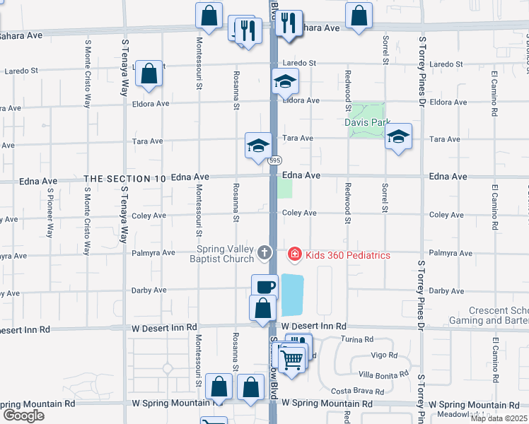 map of restaurants, bars, coffee shops, grocery stores, and more near in Spring Valley