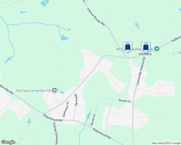 map of restaurants, bars, coffee shops, grocery stores, and more near 6602 Yadkinville Road in Pfafftown