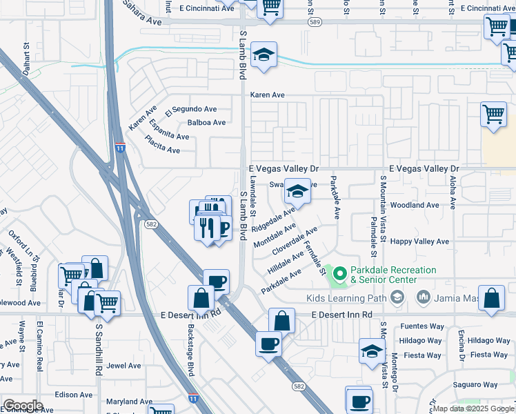 map of restaurants, bars, coffee shops, grocery stores, and more near 3008 Lawndale Street in Las Vegas