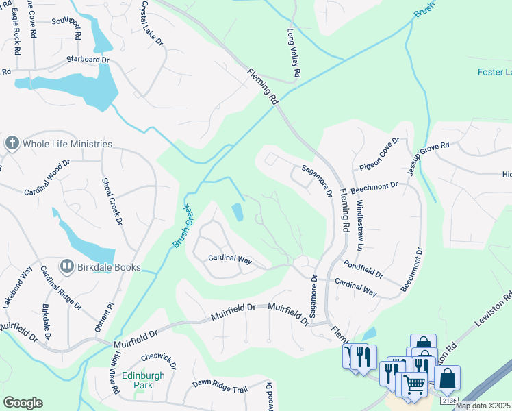 map of restaurants, bars, coffee shops, grocery stores, and more near 3741 Cardinal Downs Drive in Greensboro