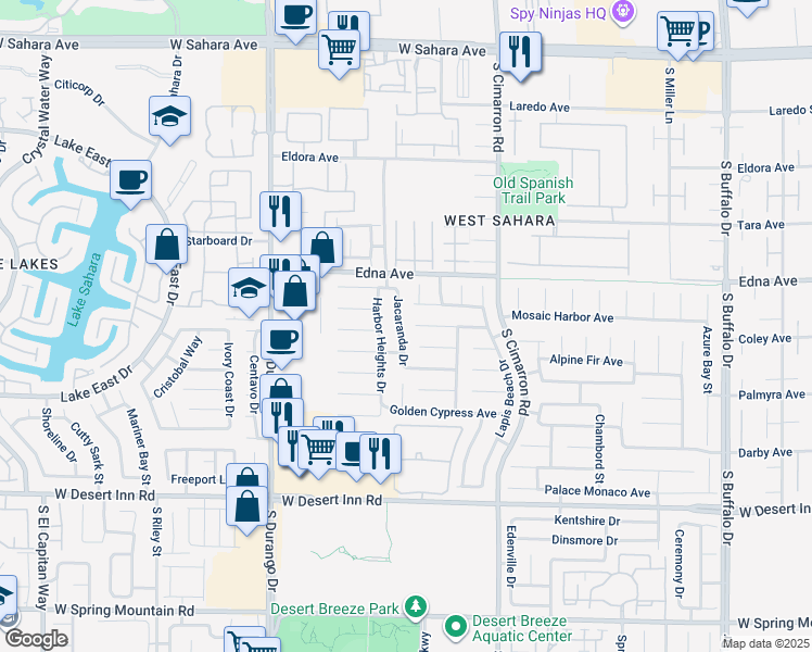 map of restaurants, bars, coffee shops, grocery stores, and more near 3008 Jacaranda Drive in Las Vegas