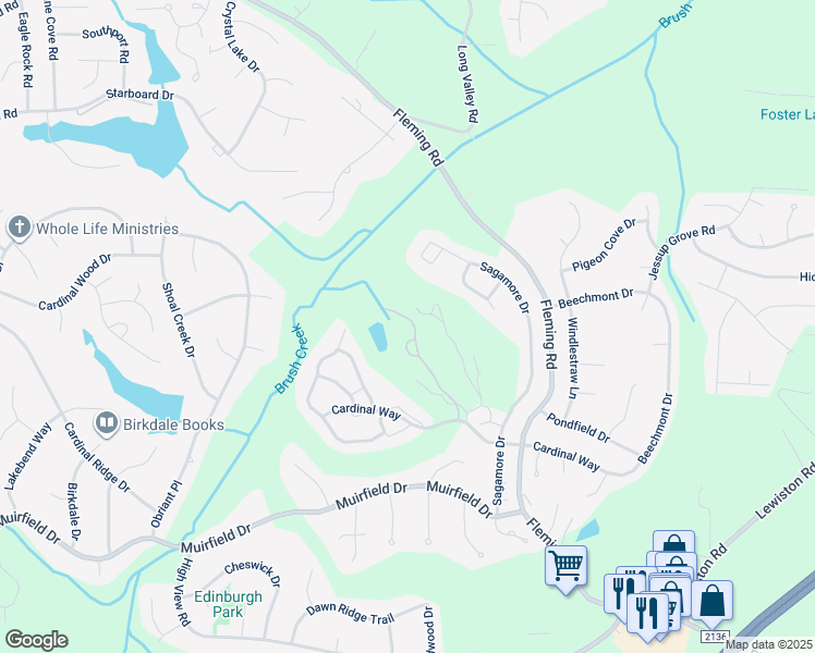 map of restaurants, bars, coffee shops, grocery stores, and more near 3741 Cardinal Downs Drive in Greensboro
